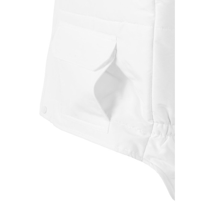 Chaleco multibolsillos acolchado de poliéster de 220 g/m2 color blanco sexta vista Chaleco multibolsillos acolchado de poliéster de 220 g/m2 color blanco sexta vista
