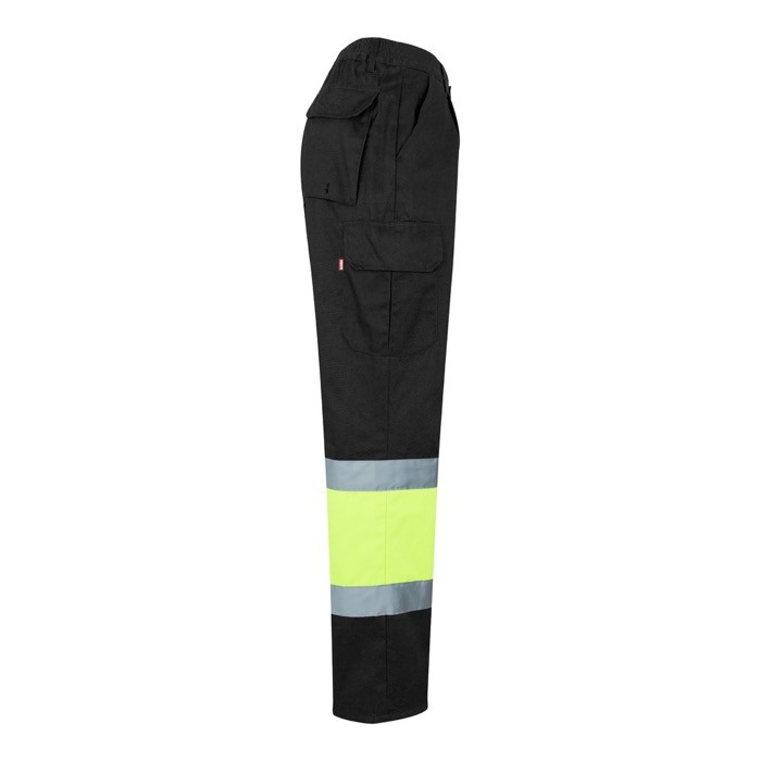 Pantalón de trabajo de algodón y poliéster con reflectantes 210 g/m2 color negro cuarta vista Pantalón de trabajo de algodón y poliéster con reflectantes 210 g/m2 color negro cuarta vista