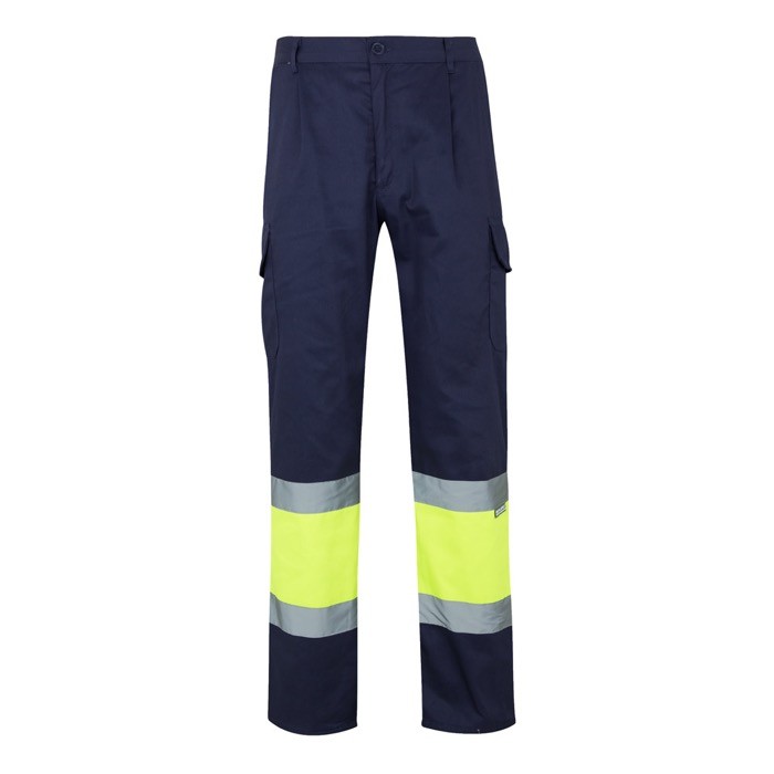 Pantalón de trabajo de algodón y poliéster con reflectantes 210 g/m2 Pantalón de trabajo de algodón y poliéster con reflectantes 210 g/m2