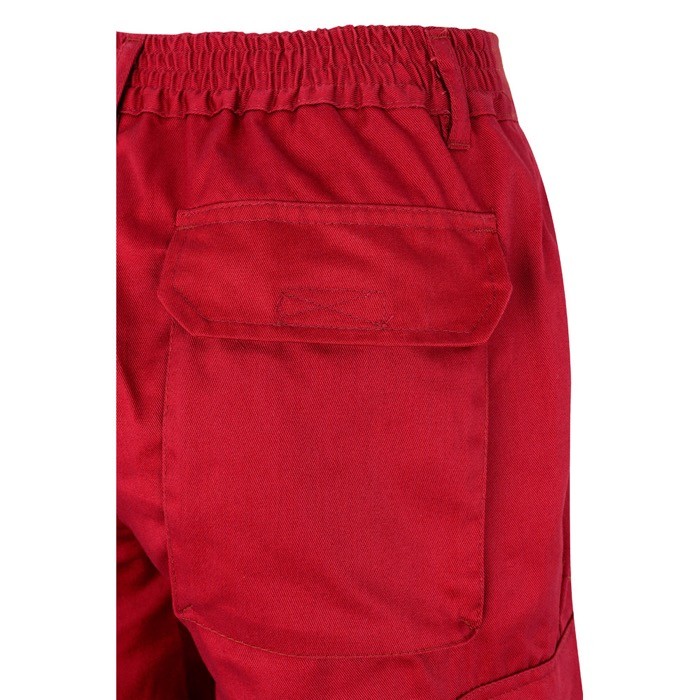 Pantalón de trabajo de algodón y poliéster con reflectantes 210 g/m2 color rojo sexta vista Pantalón de trabajo de algodón y poliéster con reflectantes 210 g/m2 color rojo sexta vista