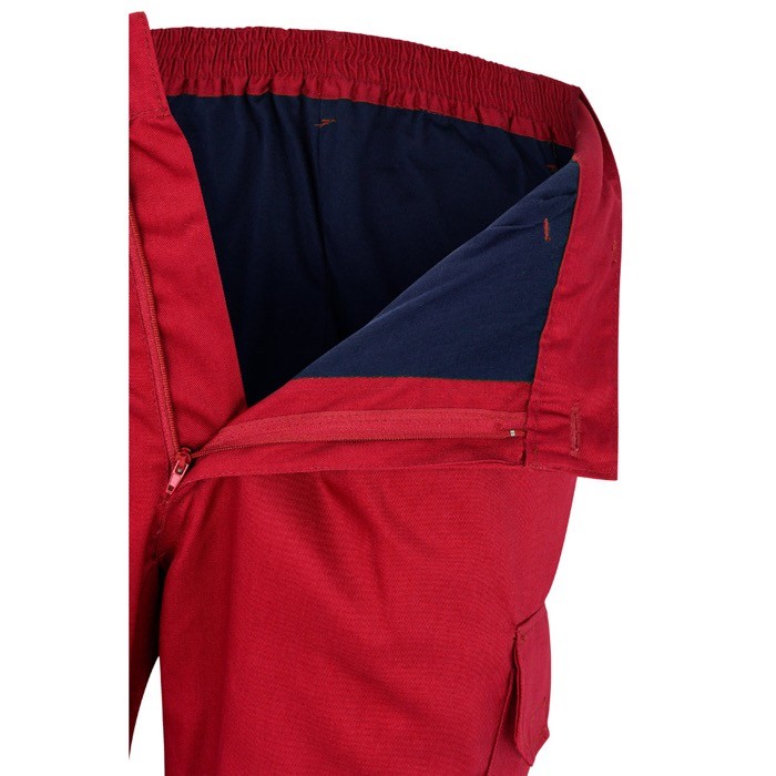 Pantalón de trabajo de algodón y poliéster con reflectantes 210 g/m2 color rojo septima vista Pantalón de trabajo de algodón y poliéster con reflectantes 210 g/m2 color rojo septima vista