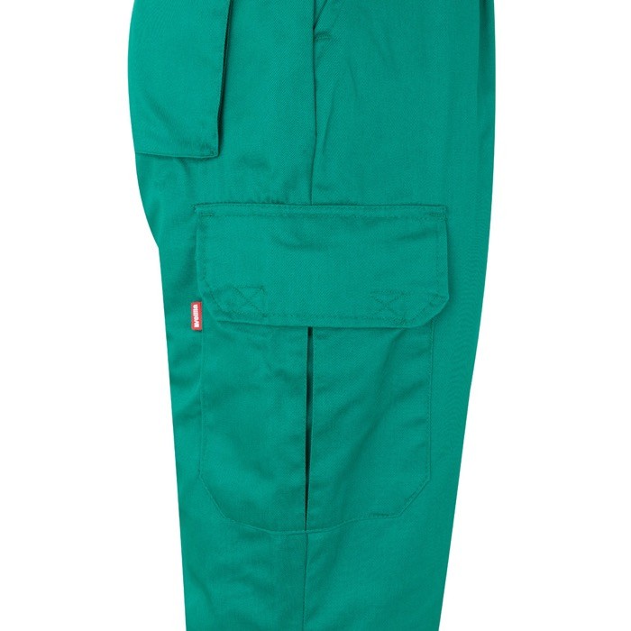 Pantalón de trabajo de algodón y poliéster con reflectantes 210 g/m2 color verde quinta vista Pantalón de trabajo de algodón y poliéster con reflectantes 210 g/m2 color verde quinta vista
