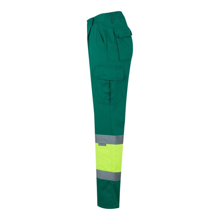 Pantalón laboral multibolsillos en algodón y poliéster 210 g/m2 color verde tercera vista Pantalón laboral multibolsillos en algodón y poliéster 210 g/m2 color verde tercera vista