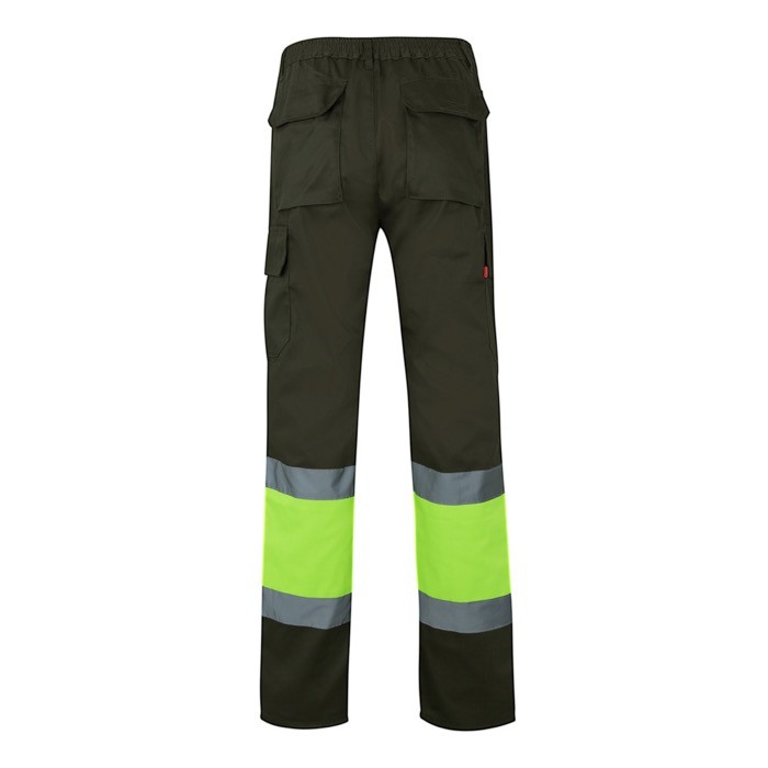 Pantalón laboral multibolsillos en algodón y poliéster 210 g/m2 color verde militar segunda vista Pantalón laboral multibolsillos en algodón y poliéster 210 g/m2 color verde militar segunda vista