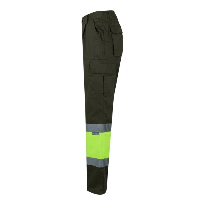 Pantalón laboral multibolsillos en algodón y poliéster 210 g/m2 color verde militar tercera vista Pantalón laboral multibolsillos en algodón y poliéster 210 g/m2 color verde militar tercera vista