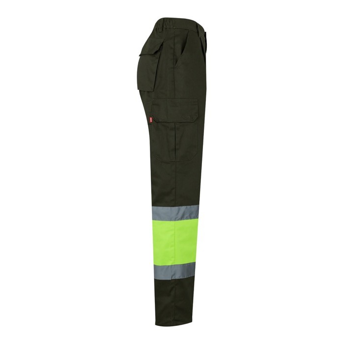 Pantalón laboral multibolsillos en algodón y poliéster 210 g/m2 color verde militar cuarta vista Pantalón laboral multibolsillos en algodón y poliéster 210 g/m2 color verde militar cuarta vista