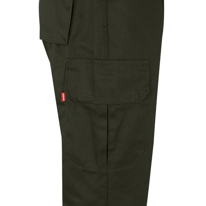 Pantalón laboral multibolsillos en algodón y poliéster 210 g/m2 color verde militar quinta vista Pantalón laboral multibolsillos en algodón y poliéster 210 g/m2 color verde militar quinta vista