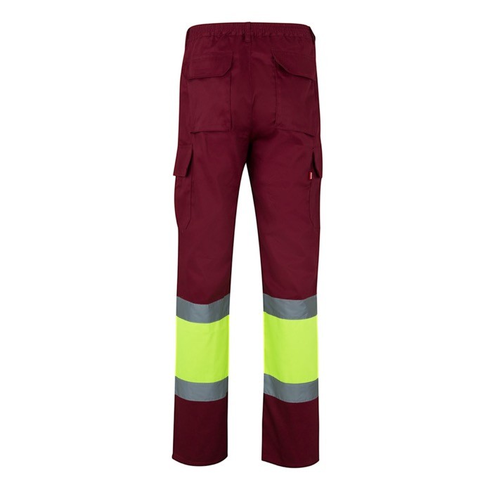 Pantalón laboral multibolsillos en algodón y poliéster 210 g/m2 color burdeos segunda vista Pantalón laboral multibolsillos en algodón y poliéster 210 g/m2 color burdeos segunda vista