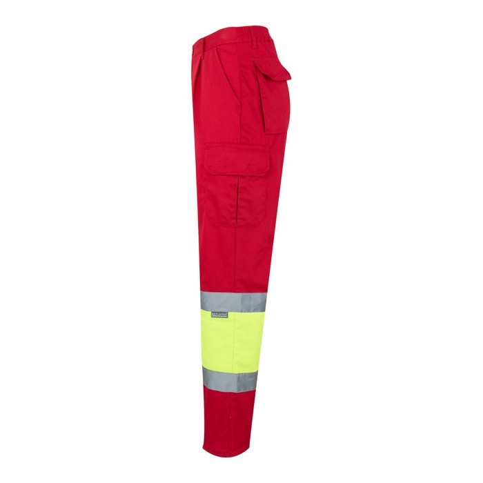 Pantalón laboral unisex en algodón y poliéster 210 g/m2 color rojo tercera vista Pantalón laboral unisex en algodón y poliéster 210 g/m2 color rojo tercera vista