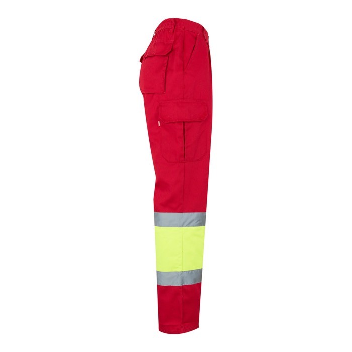 Pantalón laboral unisex en algodón y poliéster 210 g/m2 color rojo cuarta vista Pantalón laboral unisex en algodón y poliéster 210 g/m2 color rojo cuarta vista