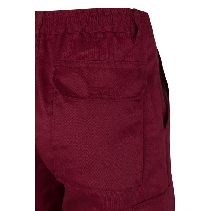 Pantalón laboral unisex en algodón y poliéster 210 g/m2 color burdeos sexta vista Pantalón laboral unisex en algodón y poliéster 210 g/m2 color burdeos sexta vista