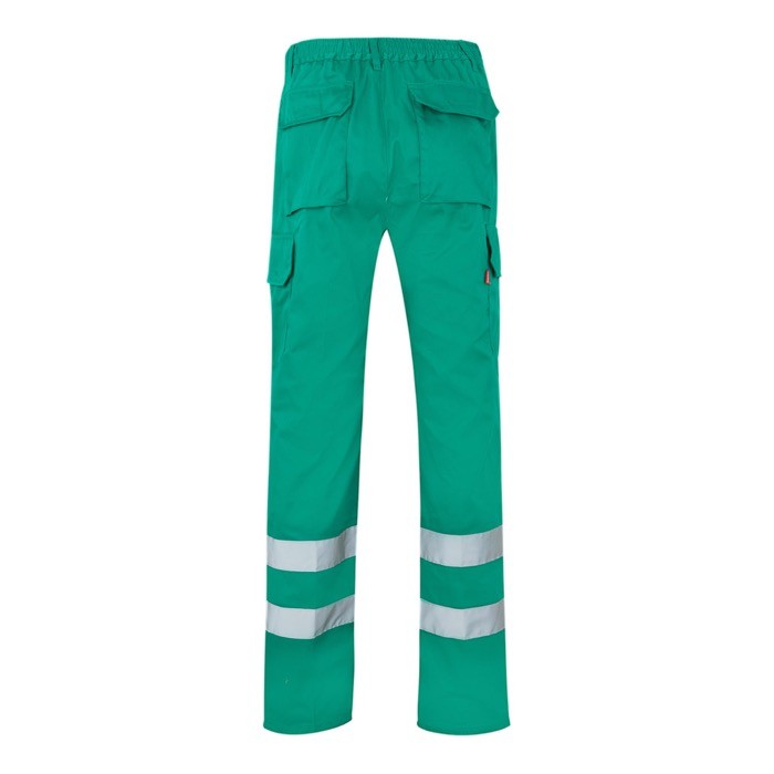 Pantalón laboral de sarga en algodón y poliéster 200 g/m2 color verde segunda vista Pantalón laboral de sarga en algodón y poliéster 200 g/m2 color verde segunda vista