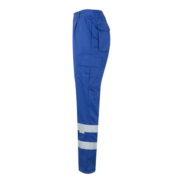 Pantalón laboral de sarga en algodón y poliéster 200 g/m2 color azul real tercera vista Pantalón laboral de sarga en algodón y poliéster 200 g/m2 color azul real tercera vista
