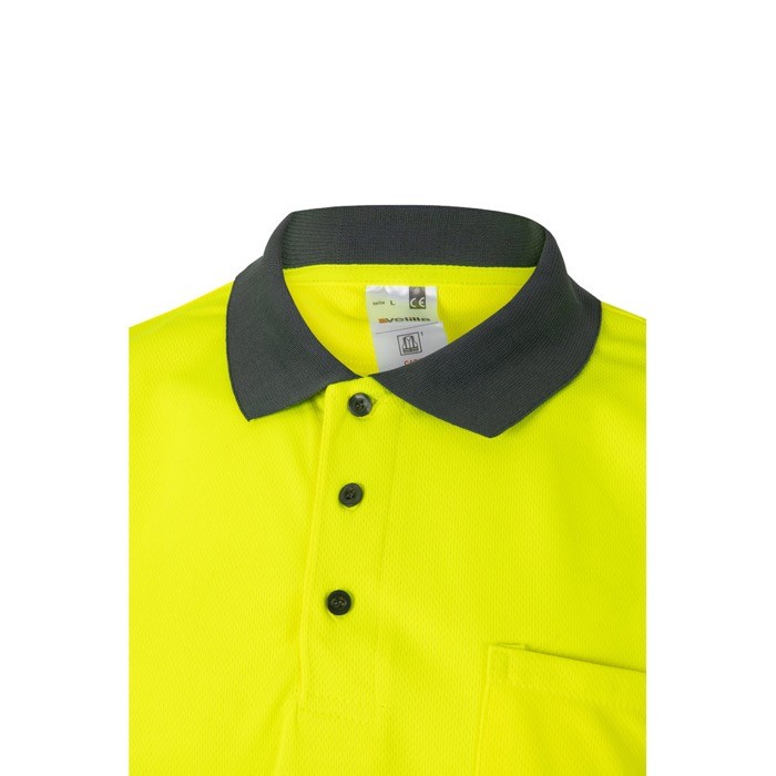 Polo de trabajo de manga corta con alta visibilidad 160 g/m2 color amarillo quinta vista Polo de trabajo de manga corta con alta visibilidad 160 g/m2 color amarillo quinta vista
