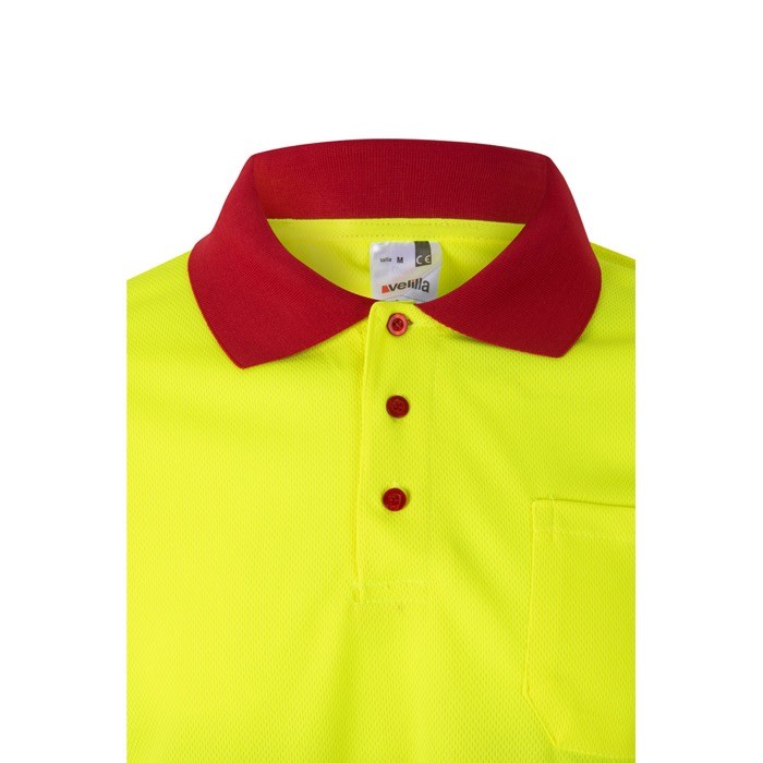 Polo laboral de manga larga con reflectantes 160 g/m2 color rojo quinta vista Polo laboral de manga larga con reflectantes 160 g/m2 color rojo quinta vista