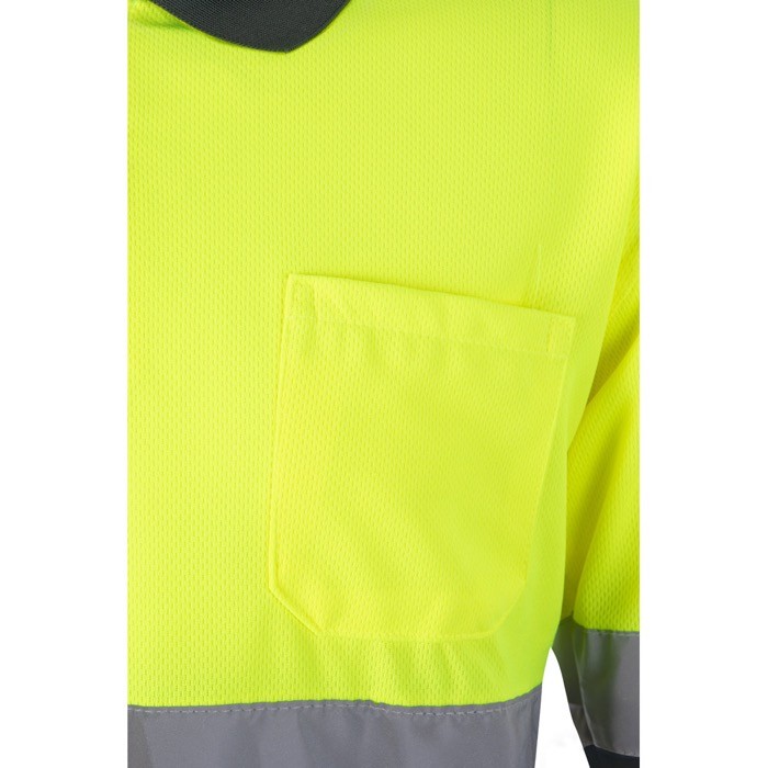 Polo de trabajo de manga larga extra grande en poliéster 160 g/m2 color amarillo septima vista Polo de trabajo de manga larga extra grande en poliéster 160 g/m2 color amarillo septima vista