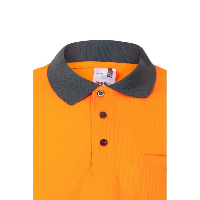 Polo de trabajo de manga larga extra grande en poliéster 160 g/m2 color naranja quinta vista Polo de trabajo de manga larga extra grande en poliéster 160 g/m2 color naranja quinta vista