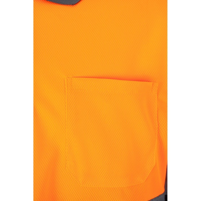 Polo de trabajo de manga larga extra grande en poliéster 160 g/m2 color naranja septima vista Polo de trabajo de manga larga extra grande en poliéster 160 g/m2 color naranja septima vista