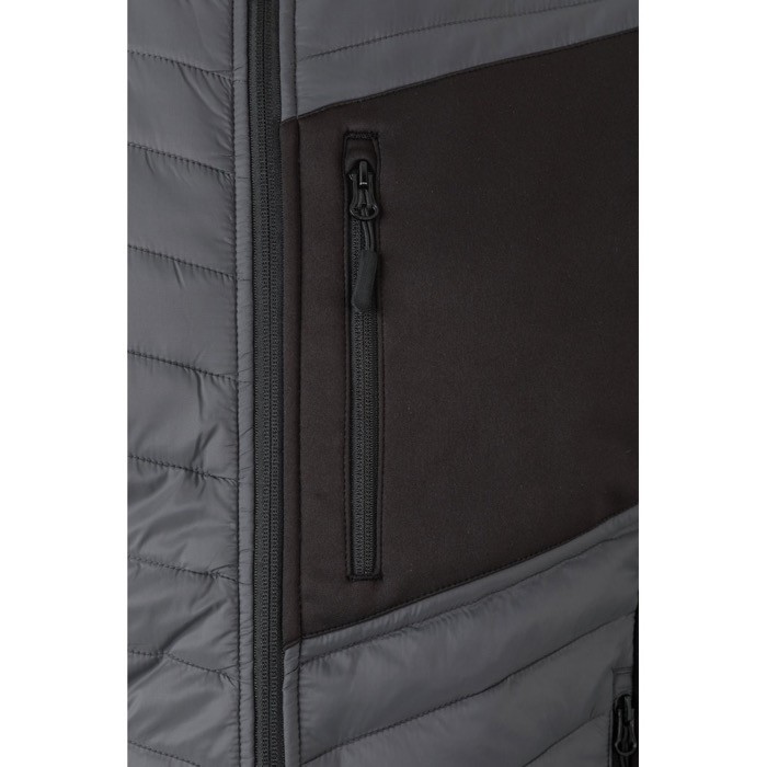 Chaqueta acolchada con tejido elástico en varias zonas 265 g/m2 color gris sexta vista Chaqueta acolchada con tejido elástico en varias zonas 265 g/m2 color gris sexta vista