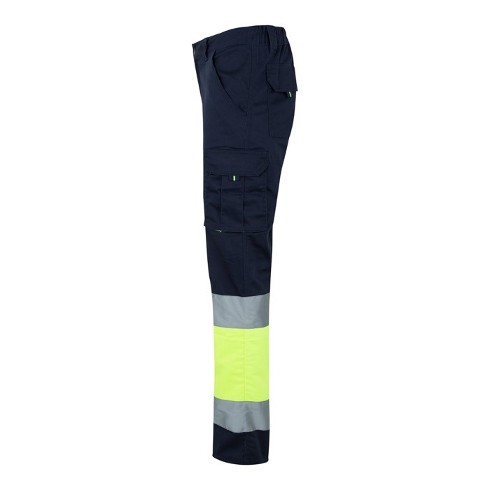 Pantalón de trabajo multibolsillos elástico bicolor 240 g/m2 color amarillo tercera vista Pantalón de trabajo multibolsillos elástico bicolor 240 g/m2 color amarillo tercera vista