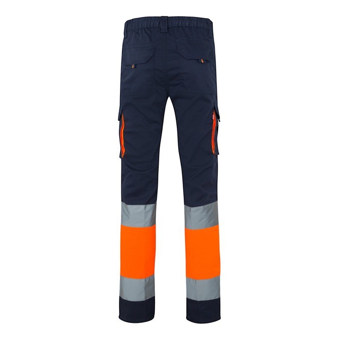 Pantalón de trabajo multibolsillos elástico bicolor 240 g/m2 color naranja segunda vista Pantalón de trabajo multibolsillos elástico bicolor 240 g/m2 color naranja segunda vista