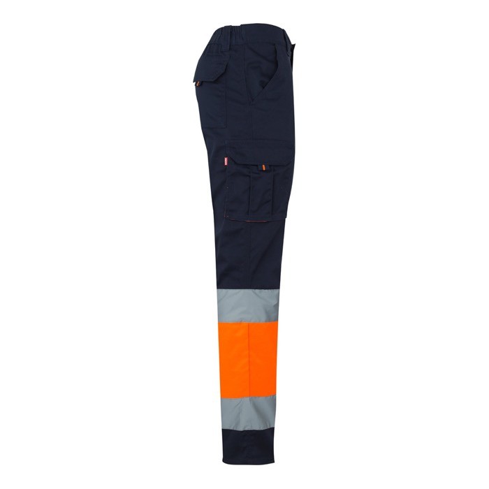 Pantalón de trabajo multibolsillos elástico bicolor 240 g/m2 color naranja cuarta vista Pantalón de trabajo multibolsillos elástico bicolor 240 g/m2 color naranja cuarta vista