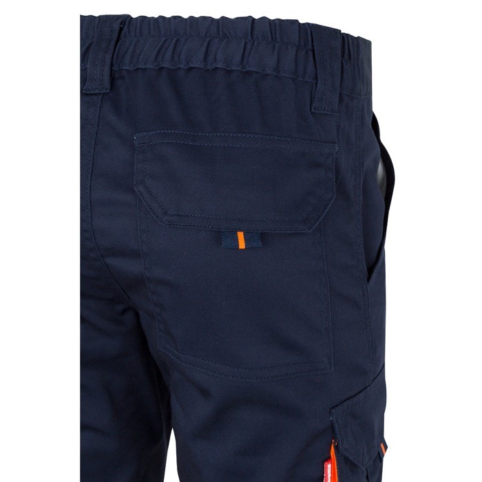 Pantalón de trabajo multibolsillos elástico bicolor 240 g/m2 color naranja sexta vista Pantalón de trabajo multibolsillos elástico bicolor 240 g/m2 color naranja sexta vista