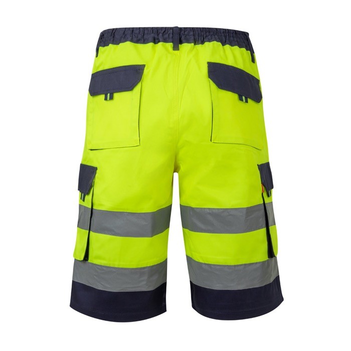 Bermudas para trabajar de colores llamativos y reflectantes 210 g/m2 color amarillo segunda vista Bermudas para trabajar de colores llamativos y reflectantes 210 g/m2 color amarillo segunda vista