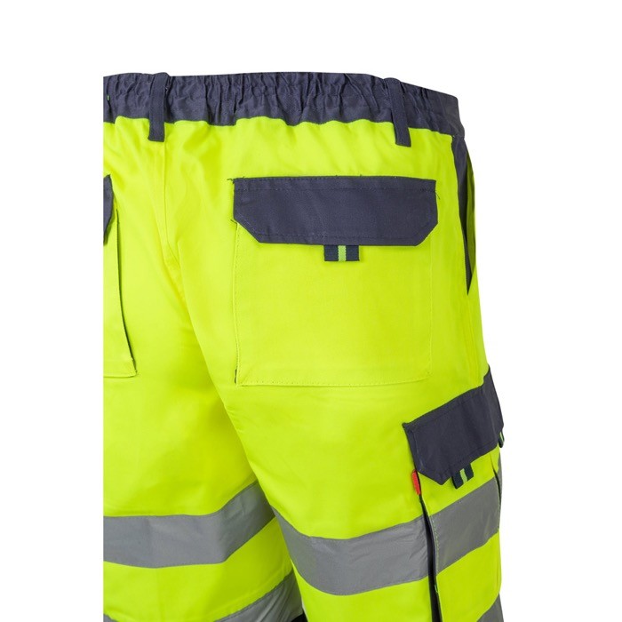 Bermudas para trabajar de colores llamativos y reflectantes 210 g/m2 color amarillo sexta vista Bermudas para trabajar de colores llamativos y reflectantes 210 g/m2 color amarillo sexta vista