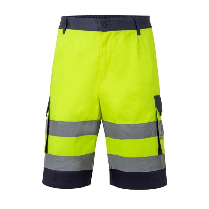 Bermudas para trabajar de colores llamativos y reflectantes 210 g/m2 color amarillo Bermudas para trabajar de colores llamativos y reflectantes 210 g/m2 color amarillo