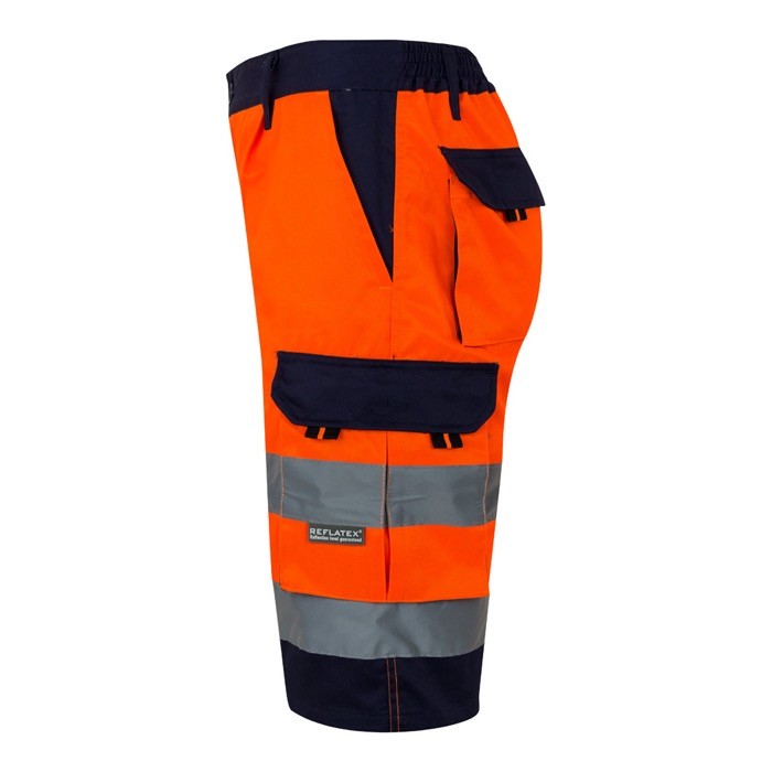 Bermudas para trabajar de colores llamativos y reflectantes 210 g/m2 color naranja tercera vista Bermudas para trabajar de colores llamativos y reflectantes 210 g/m2 color naranja tercera vista