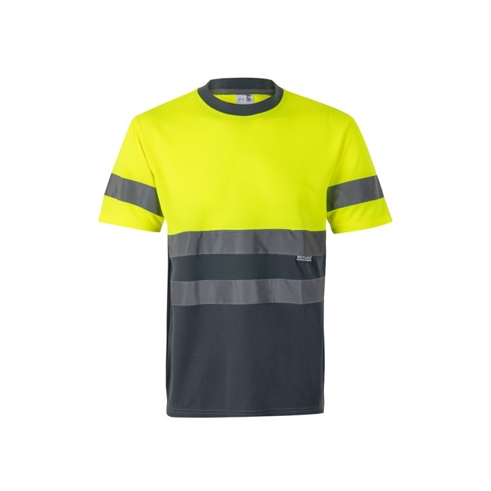 Camiseta técnica para trabajar de poliéster con reflectantes 140 g/m2 color gris Camiseta técnica para trabajar de poliéster con reflectantes 140 g/m2 color gris