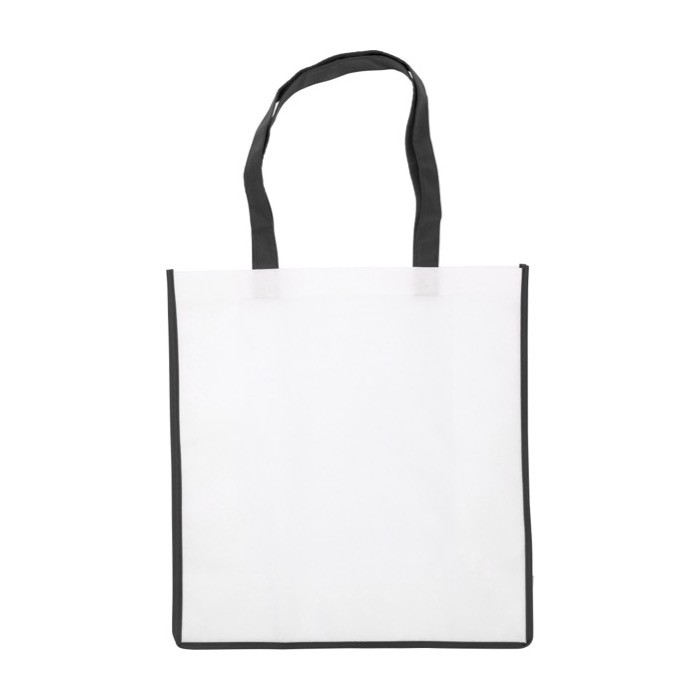 Bolsa de nonwoven con acabado de color y asas a juego 80 g/m2 color negro primera vista Bolsa de nonwoven con acabado de color y asas a juego 80 g/m2 color negro primera vista