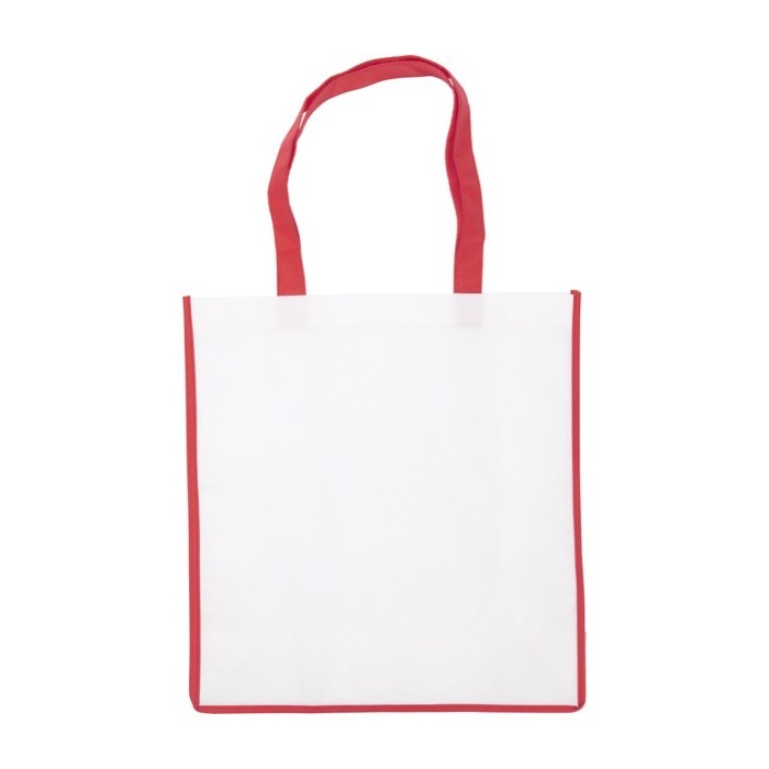 Bolsa de nonwoven con acabado de color y asas a juego 80 g/m2 color rojo primera vista Bolsa de nonwoven con acabado de color y asas a juego 80 g/m2 color rojo primera vista