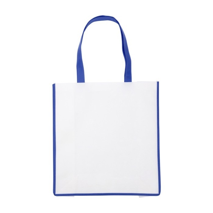 Bolsa de nonwoven con acabado de color y asas a juego 80 g/m2 color azul primera vista Bolsa de nonwoven con acabado de color y asas a juego 80 g/m2 color azul primera vista