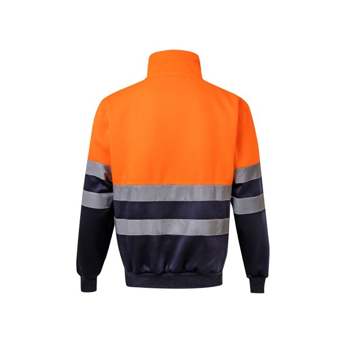 Jersey laboral en tejido polar con cuello alto de poliéster 300 g/m2 color naranja segunda vista Jersey laboral en tejido polar con cuello alto de poliéster 300 g/m2 color naranja segunda vista