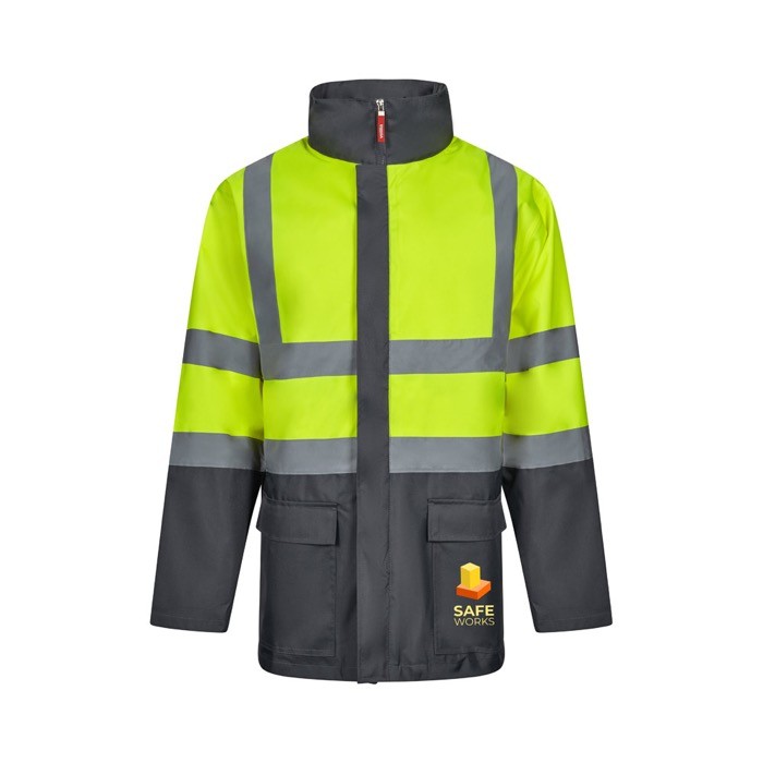 Parka laboral 4 en 1 bicolor de poliéster con revestimiento 180 g/m2 imagen con logo