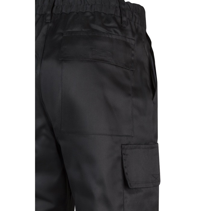 Pantalón de algodón y poliéster con cintura elástica 190 g/m2 color negro sexta vista Pantalón de algodón y poliéster con cintura elástica 190 g/m2 color negro sexta vista