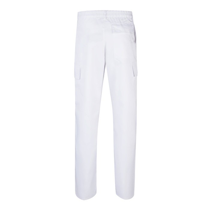Pantalón de algodón y poliéster con cintura elástica 190 g/m2 color blanco segunda vista Pantalón de algodón y poliéster con cintura elástica 190 g/m2 color blanco segunda vista