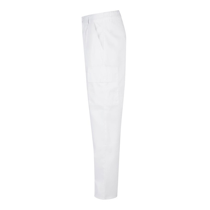 Pantalón de algodón y poliéster con cintura elástica 190 g/m2 color blanco tercera vista Pantalón de algodón y poliéster con cintura elástica 190 g/m2 color blanco tercera vista