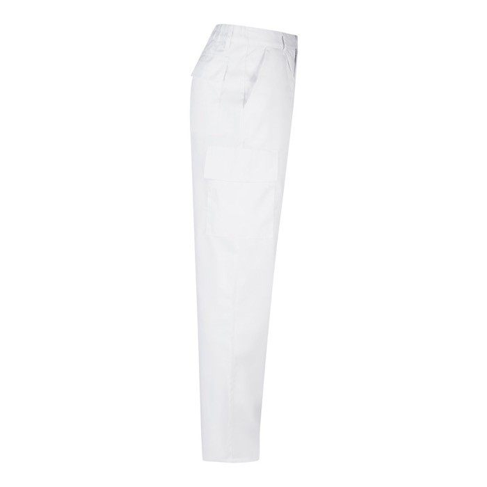 Pantalón de algodón y poliéster con cintura elástica 190 g/m2 color blanco cuarta vista Pantalón de algodón y poliéster con cintura elástica 190 g/m2 color blanco cuarta vista