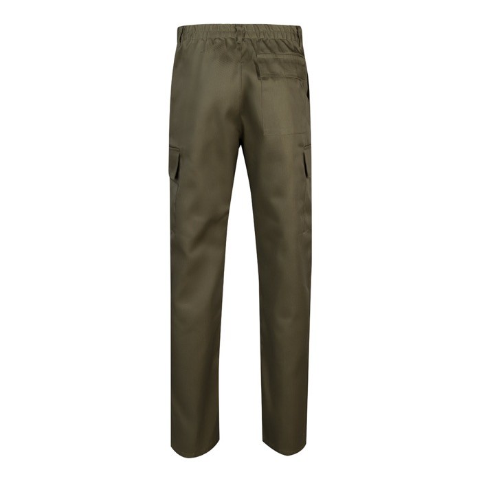 Pantalón de algodón y poliéster con cintura elástica 190 g/m2 color verde militar segunda vista Pantalón de algodón y poliéster con cintura elástica 190 g/m2 color verde militar segunda vista