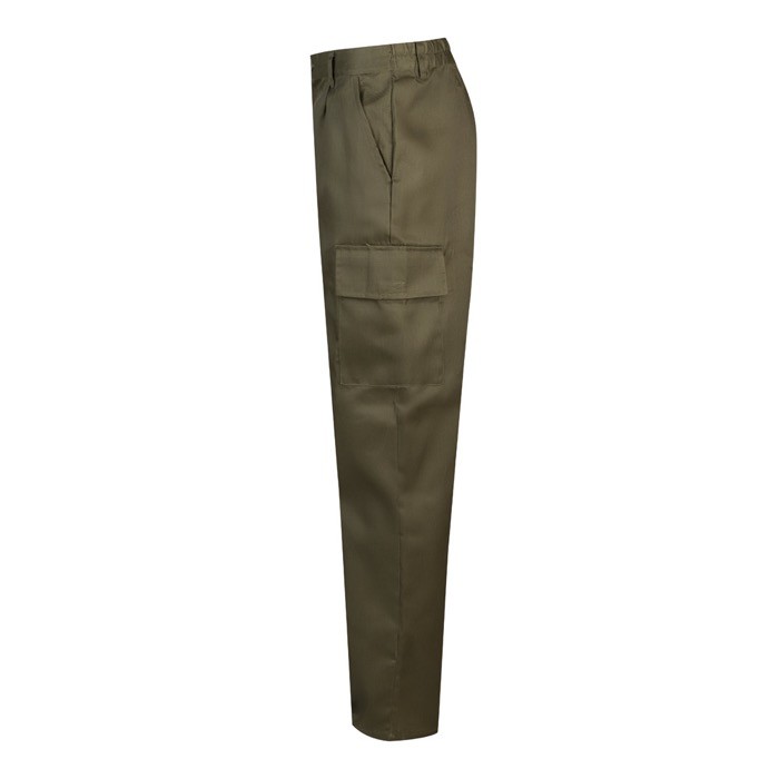Pantalón de algodón y poliéster con cintura elástica 190 g/m2 color verde militar tercera vista Pantalón de algodón y poliéster con cintura elástica 190 g/m2 color verde militar tercera vista