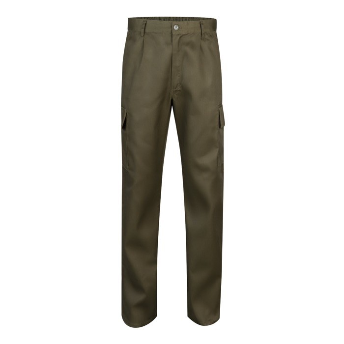 Pantalón de algodón y poliéster con cintura elástica 190 g/m2 color verde militar Pantalón de algodón y poliéster con cintura elástica 190 g/m2 color verde militar
