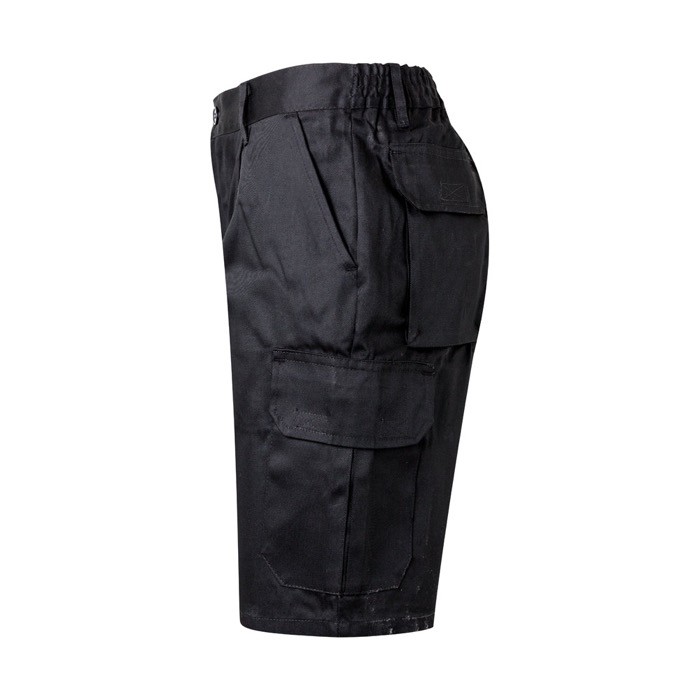 Bermudas de sarga multibolsillos de algodón y poliéster 200 g/m2 color negro tercera vista Bermudas de sarga multibolsillos de algodón y poliéster 200 g/m2 color negro tercera vista