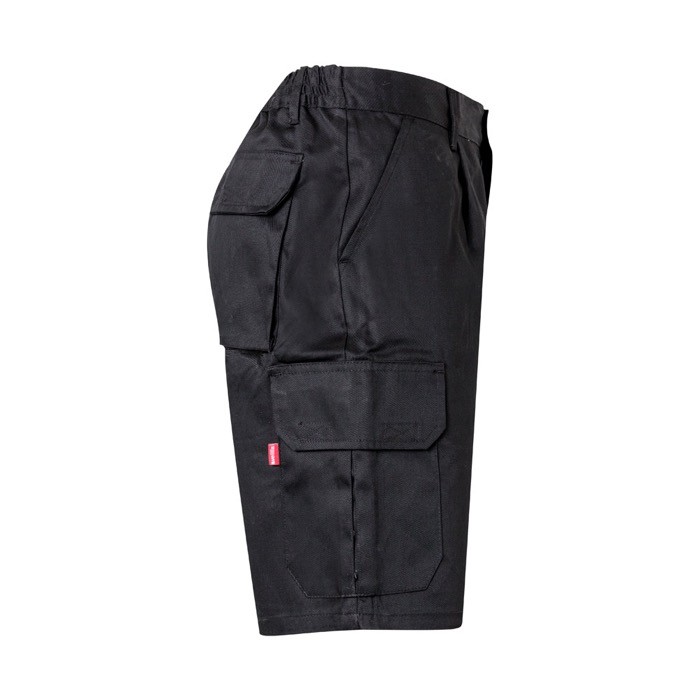 Bermudas de sarga multibolsillos de algodón y poliéster 200 g/m2 color negro cuarta vista Bermudas de sarga multibolsillos de algodón y poliéster 200 g/m2 color negro cuarta vista