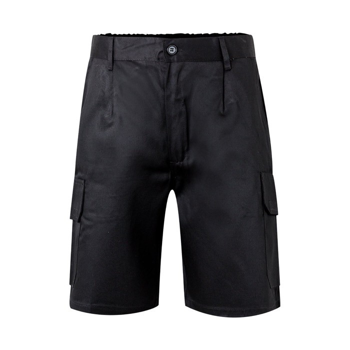 Bermudas de sarga multibolsillos de algodón y poliéster 200 g/m2 color negro Bermudas de sarga multibolsillos de algodón y poliéster 200 g/m2 color negro