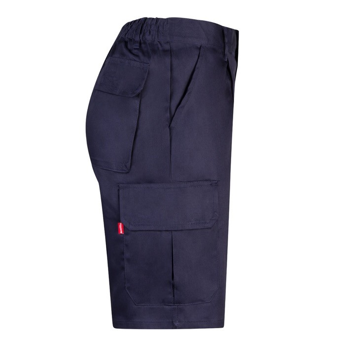 Bermudas de sarga multibolsillos de algodón y poliéster 200 g/m2 color azul cuarta vista Bermudas de sarga multibolsillos de algodón y poliéster 200 g/m2 color azul cuarta vista