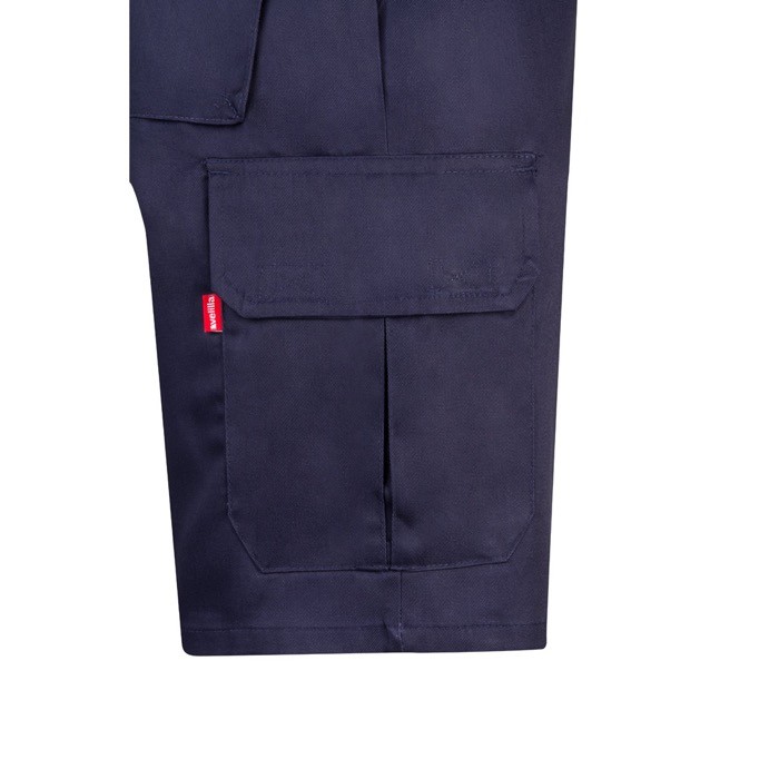 Bermudas de sarga multibolsillos de algodón y poliéster 200 g/m2 color azul quinta vista Bermudas de sarga multibolsillos de algodón y poliéster 200 g/m2 color azul quinta vista