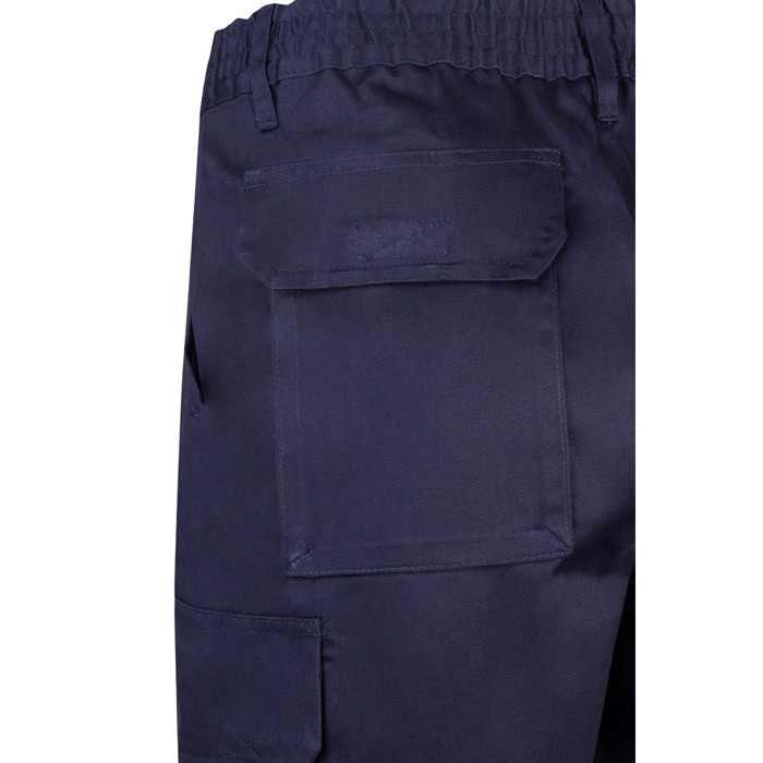 Bermudas de sarga multibolsillos de algodón y poliéster 200 g/m2 color azul sexta vista Bermudas de sarga multibolsillos de algodón y poliéster 200 g/m2 color azul sexta vista
